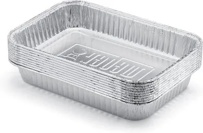 Zdjęcie produktu dla Aluminiowe tacki ociekowe 7-1/2 x 5 cali, zestaw 10 sztuk do grilla