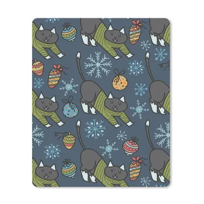Produktbild von MuchoWow® Mauspad Mousepad Katzen - Schnee - Weihnachtskugel - Muster 30x40 cm - Mousepads - Maus Mat - Pad - Mausunterlage - Mausmatten