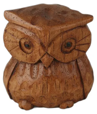 Produktbild von Miniatur Eule aus Holz handgeschnitzt 4cm