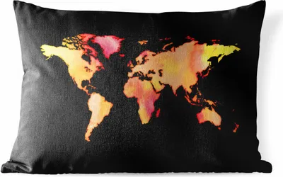 Produktbild von MuchoWow® Outdoor Kissen - Weltkarte - Aquarelle - 50x30 cm - Wetterfest - Lounge Kissen - Sofa kissen - Wohnzimmer Dekoration