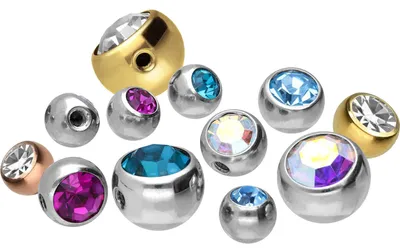 Produktbild von Chirurgenstahl Schraubkugel mit Seitengewinde KRISTALL Farbe: Silber + Kristall: Pink Kugelgröße: 5mm
