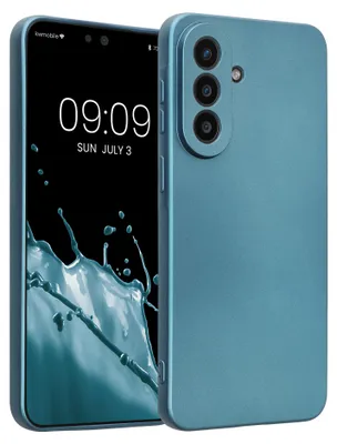 Produktbild von kwmobile Handyhülle für Samsung Galaxy A57 5G Hülle - weiche Silikon Case metallisch schimmernd - Schutzhülle Cover - Metallic Karibikblau