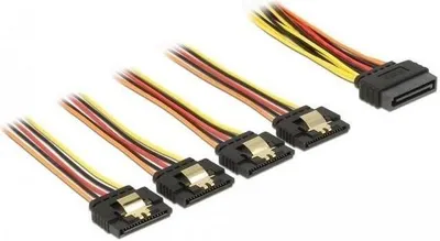 Obrázek produktu pro DELOCK Stromkabel 4x 15Pin SATA -> 2x 15Pin SATA St/Bu 15cm