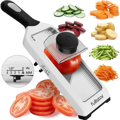 Immagine prodotto di Mandolina per verdure - Affettatrice julienne - 4 spessori regolabili - Lame in acciaio inox