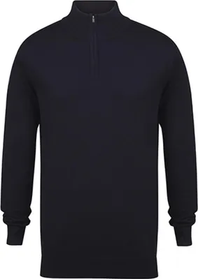 Produktbild von Henbury H729 | Herren Quarter Zip Jumper / Feinstrick, Viertel-Reißverschlu - Farbe: Navy - Größe: L