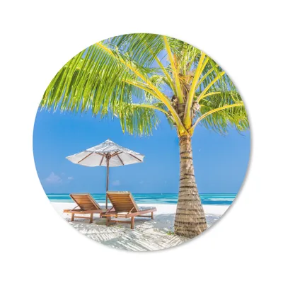 Produktbild von MuchoWow® Mauspad Mousepad Palme - Strandkorb - Sonnenschirm 20x20 cm - Mousepads - Maus Mat - Pad - Mausunterlage - Schreibtischmatte