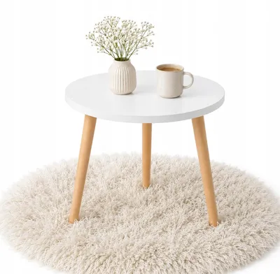 Runder Beistelltisch weiß 40 cm, MDF, Holzbeine, skandinavisch