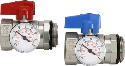 Produktbild von Kugelhahn-Anschluss-Set PREMIUM für Heizkreisverteiler mit Thermometer