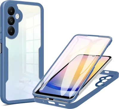 Produktbild von 360° Hülle für Samsung A25, 360 Grad Handyhülle mit Integriertem Displayschutz Blau