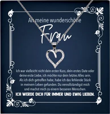 Produktbild von 22Feels Echt Silber Halskette - Geschenk Ehefrau Schmuck Set Hochzeitstag Valentinstag für Sie Geburtstag Frauen - Herz Anhänger, Karte