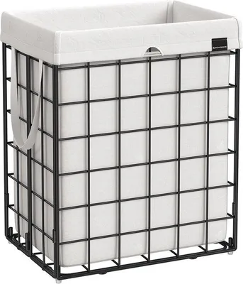 Productafbeelding van Famanu wasmand, inklapbaar, 90 liter, met uitneembare, wasbare binnenzak - zwart/wit
