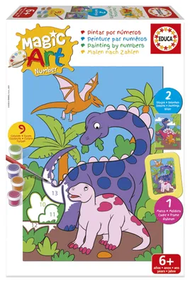 Malennach Zahlen Dinosaurier, Kreativset für Kinder ab 6 Jahren