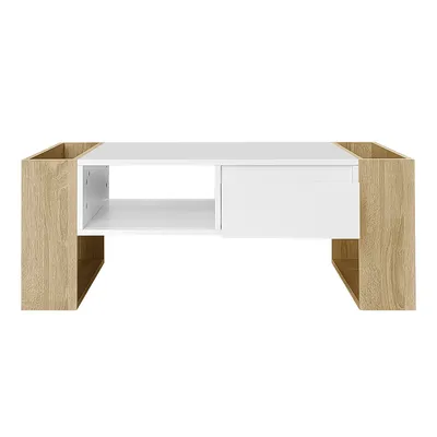 Produktbild von Couchtisch mit Schubladen und offenen Fächern Beistelltisch Wohnzimmertisch 105x60x40cm