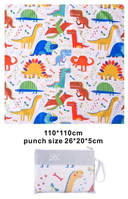 Productafbeelding van Onderlegmat voor kinderstoel, met dinosaurusprint, 110 x 110 cm, voor op de vloer