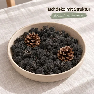 Produktbild von Islandmoos 500 g in über 30 Farben, konservierte Rentierflechte Deko Basteln, Farbe:Schwarz