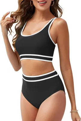 Produktbild von Damen Bikini Zweiteiler Push-Up Schnelltrocknend Schwarz S
