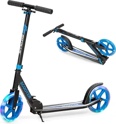 Produktbild von GOPLUS Faltbare Scooter, Tretroller aus Aluminiumlegierung, mit 2 LED-Rädern, höhenverstellbar, bis zu 100 kg belastbar