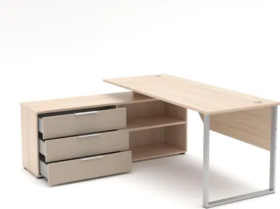 Produktbild von Winkel Schreibtisch SANTORIN Riva Eiche & Glas Cashmere 180 x 160 cm
