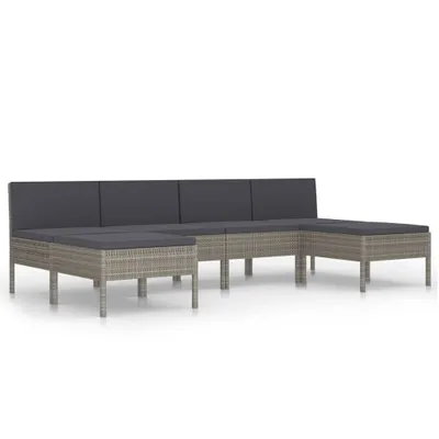 Obrázek produktu pro vidaXL 6dílná zahradní lounge souprava s polštáři Poly Rattan Grey