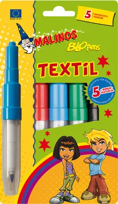 Produktbild von Centro Blo Pen " Textil Farben" 5er Pack inklusive Schablone