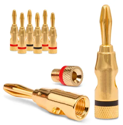 Produktbild von 8x Bananenstecker vergoldet High End Bananas Banana Nauci 24K für Kabel bis 6mm²