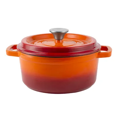 Zdjęcie produktu dla Retro garnek żeliwny z pokrywką 2,2L Pomarańczowy Ombre Vintage Cuisine