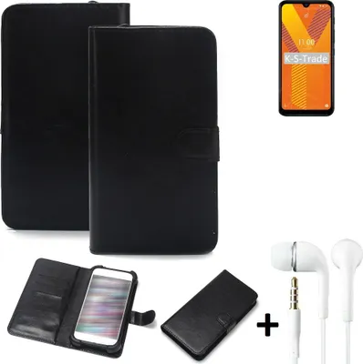Produktbild von K-S-Trade Wallet Case Handyhülle kompatibel mit Wiko Y62 Schutzhülle Flip cover Flipstyle Tasche Hülle Flipcover Slim Bumper schwarz + in ear