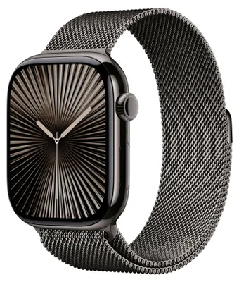 Produktbild von Apple Watch Series 10 GPS + Cellular Slate Titanium, Slate Milanese Loop M/L, MWYW3QF/A, 46mm