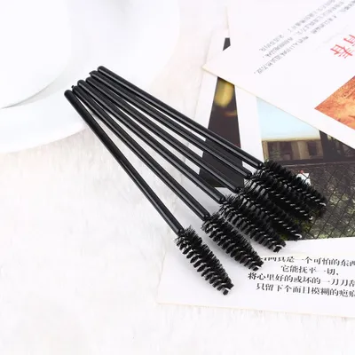Image de 50 p��ces B��rste pour cils, B��rste pour cils jetables Peigne en silicone Applicateur de mascara Outil de maquillage