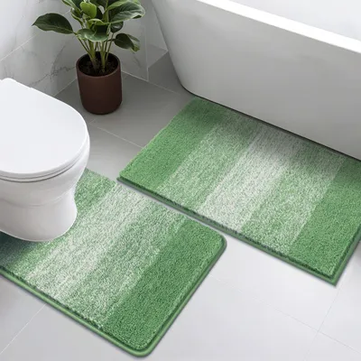 Obrázok produktu pre Súprava kúpeľňových predložiek 50 x 80 cm, 2-dielna, mikrovlákno, zelená, protišmyková, do kúpeľne