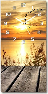 Produktbild von Wanduhr aus Glas – 30x60 cm - Glasbild - Glasuhr - Gehärtetes Glas -Sonnenuntergang