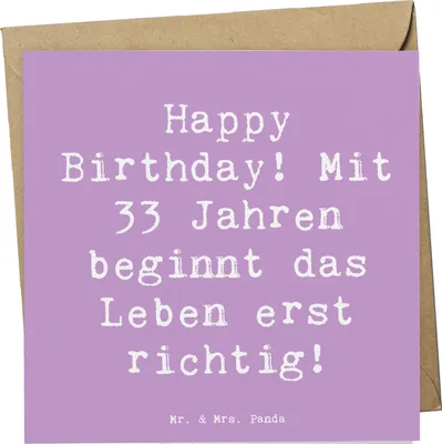 Produktbild von Mr. & Mrs. Panda Grußkarte Spruch 33. Geburtstag - Lavendeltraum - Geschenk, anlasskarte, Geburtstagskarte, einzigartiges, Glückwunsch, handgefertigte Geschenke
