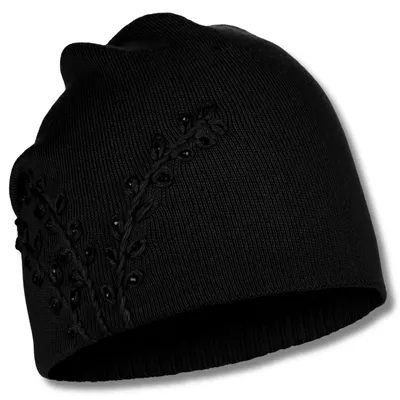 Produktbild von Damen Wintermütze Schwarz - Beanie - warme Mütze - elegante Mütze - Kristallmütze