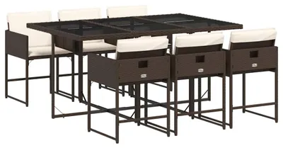 Immagine prodotto di vidaXL set da pranzo da giardino 7 pezzi con cuscini in polirattan marrone