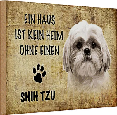 Produktbild von Holzschild Shih Tzu 30x20cm Haus ist kein Heim ohne