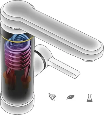 Obrázok produktu pre Elektrický prietokový ohrievač vody - kuchynská batéria - 3000 W - LED displej - teplá a studená voda - montáž na dosku s jedným otvorom - otočný výtok - páková batéria - strieborná farba