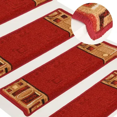 Produktbild von Cloris Designermöbel Treppenmatten Selbstklebend 15er Set 65x21x4 cm Rot 2024 Neu