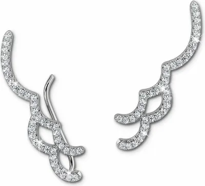 Produktbild von SilberDream weiß Ohrringe Ear Cuff Welle Zirkonia 925 Silber Ohrklemmen GSO462W