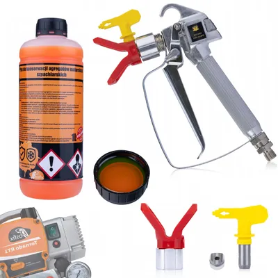 Produktbild von Rosfix PaintPatron 3in1 1L Wartungs- und Reinigungsflüssigkeit + Farbpistole für das Gerät mit einer 517-Düse und Düsenabdeckung