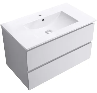 Productafbeelding van CERANO - Badkamerkast Carole + keramische wastafel Todo - wit, mat - 101x50x46,5 cm