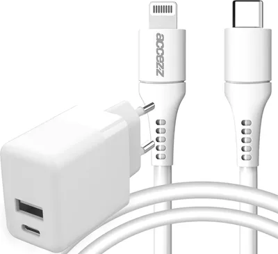 Produktbild von Accezz Wand-Ladegerät 20W + MFI-es USB-C- auf Lightning-Kabel - 1m - weiß