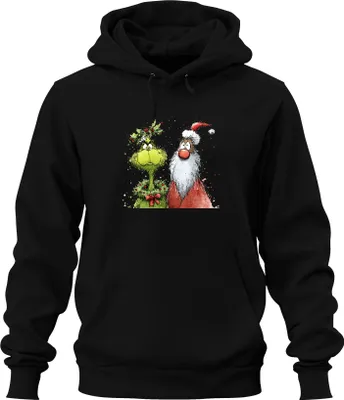 Produktbild von Grinch Weihnachtsmann Stechpalme Weihnachten lustig Vintage Uni Hoodie Kapuzenpullover, Schwarz, S