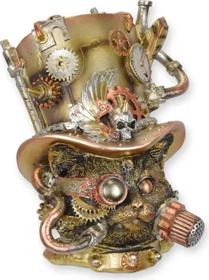Produktbild von Steampunk-Figur Katze aus Kunstharz Replikat Retro Design Dekoration
