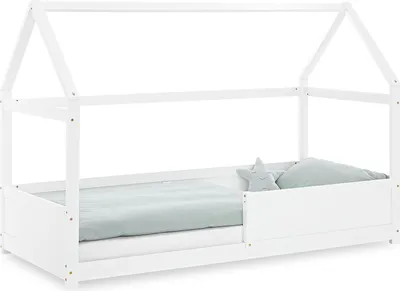 Image de Lit D'Enfant 90x200 cm Lit Cabane Montessori avec Barriere Lit Montessori Bébé Lit Maison