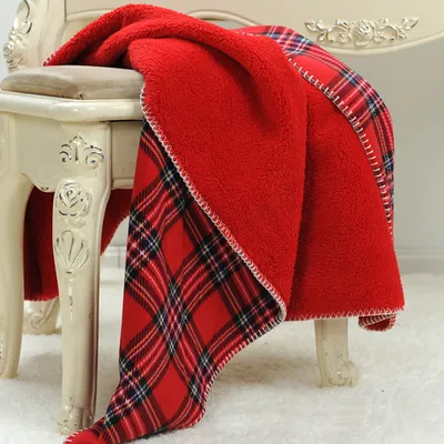 Produktbild von Teplá vlněná přikrývka Soft Sheep Velvet Tartan Cosy Blanket Living Blanket 160x200cm, červená