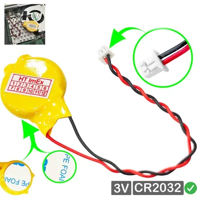 Produktbild von CR2032 RTC CMOS Batterie Knopfzellen mit Stecker kabel kompatibel für Dell Alienware 51M R2