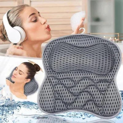 Produktbild von Famanu Badkissen Ergonomisch - Für Nacken- und Rückenentspannung - Grau