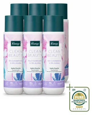 Imagen del producto de 6 unidades de gel de ducha Kneipp Clean Beauty, aroma de loto y jojoba, 200 ml cada uno. Paquete ahorro