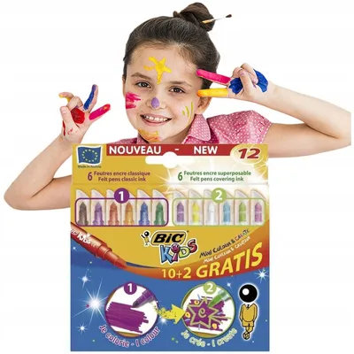 Produktbild von BIC KIDS Flamastry 12 Farben für Kinder Malen