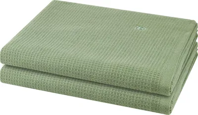 Produktbild von Ross Pique 2 X Duschtuch im Set Piqué Frottier aus Baumwolle 520 g/m², Saugstark weich pflegeleicht trocknergeeignet, Gewebte Bordüre mit gesticktem Emblem